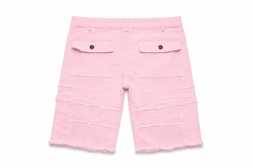 Pink shorts with two pockets on a white background