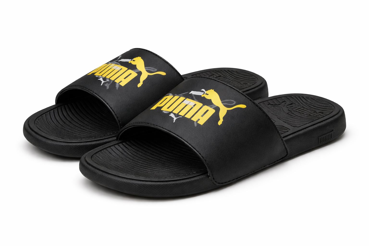Puma Black Logo Slides – Men’s Casual Slip-On Sandals