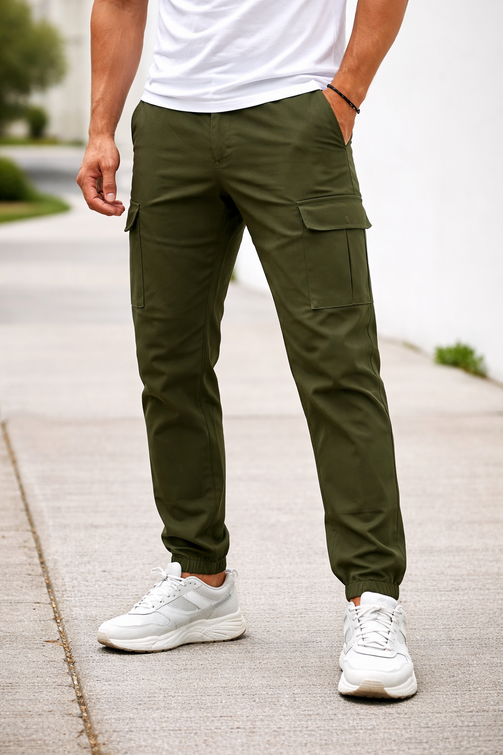 Men’s Olive Green Cargo Jogger Pants