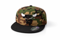Camouflage baseball cap with a logo on a white background