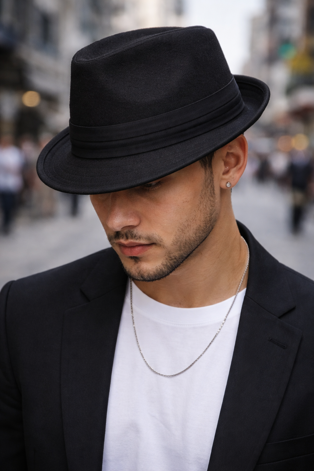 Men’s Black Fedora Hat – Classic Dress Fedora