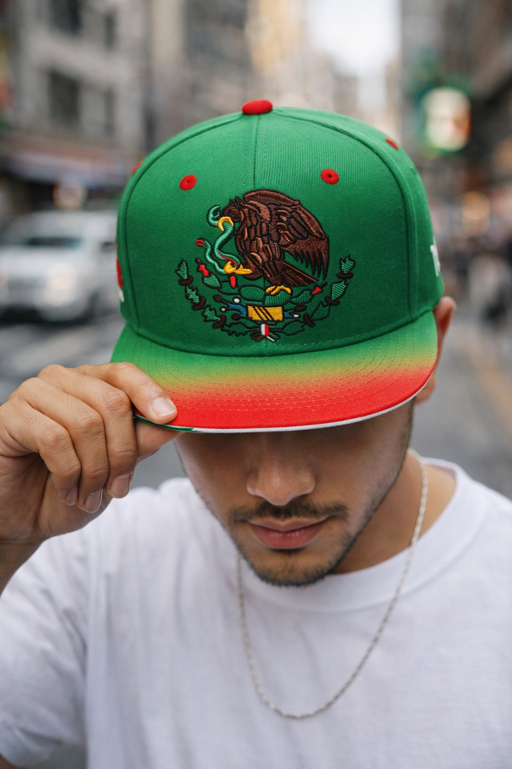 Mexico Green Gradient Snapback Hat – Embroidered Eagle Crest Cap