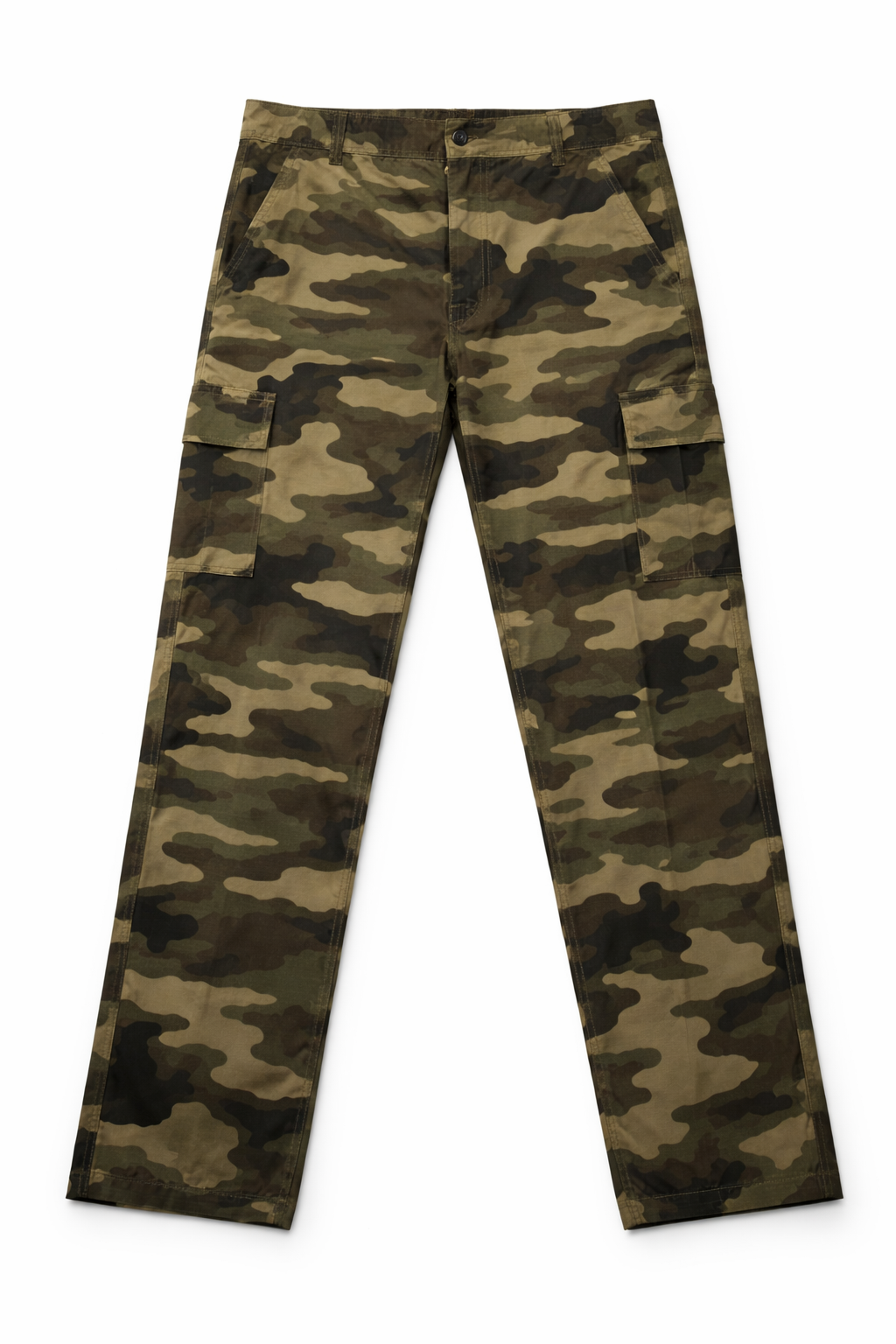 Camouflage pants on a white background