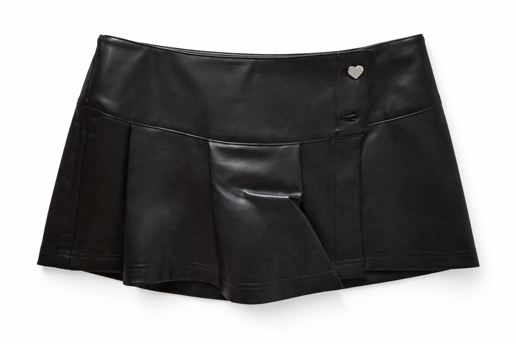 Black leather skirt on a white background