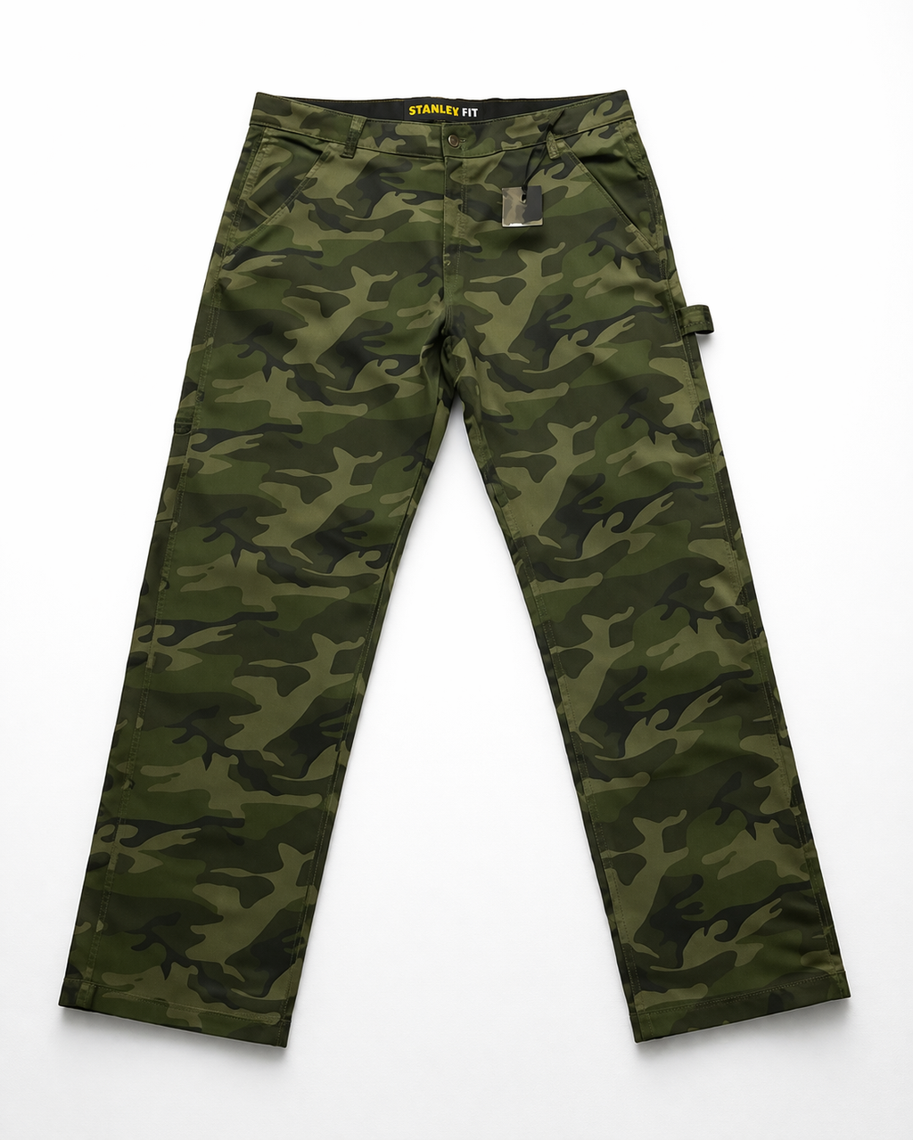 Camouflage pants on a white background