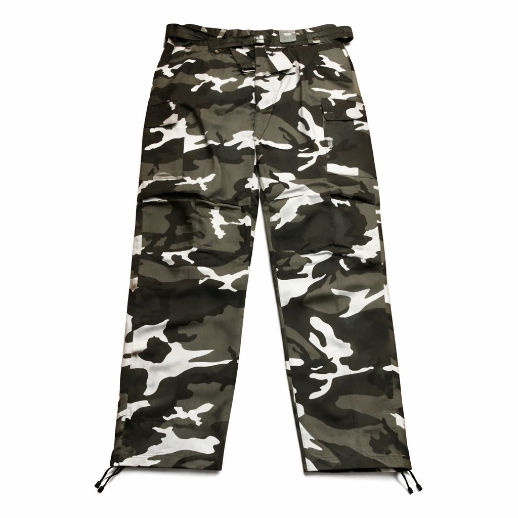 Camouflage pants on a white background