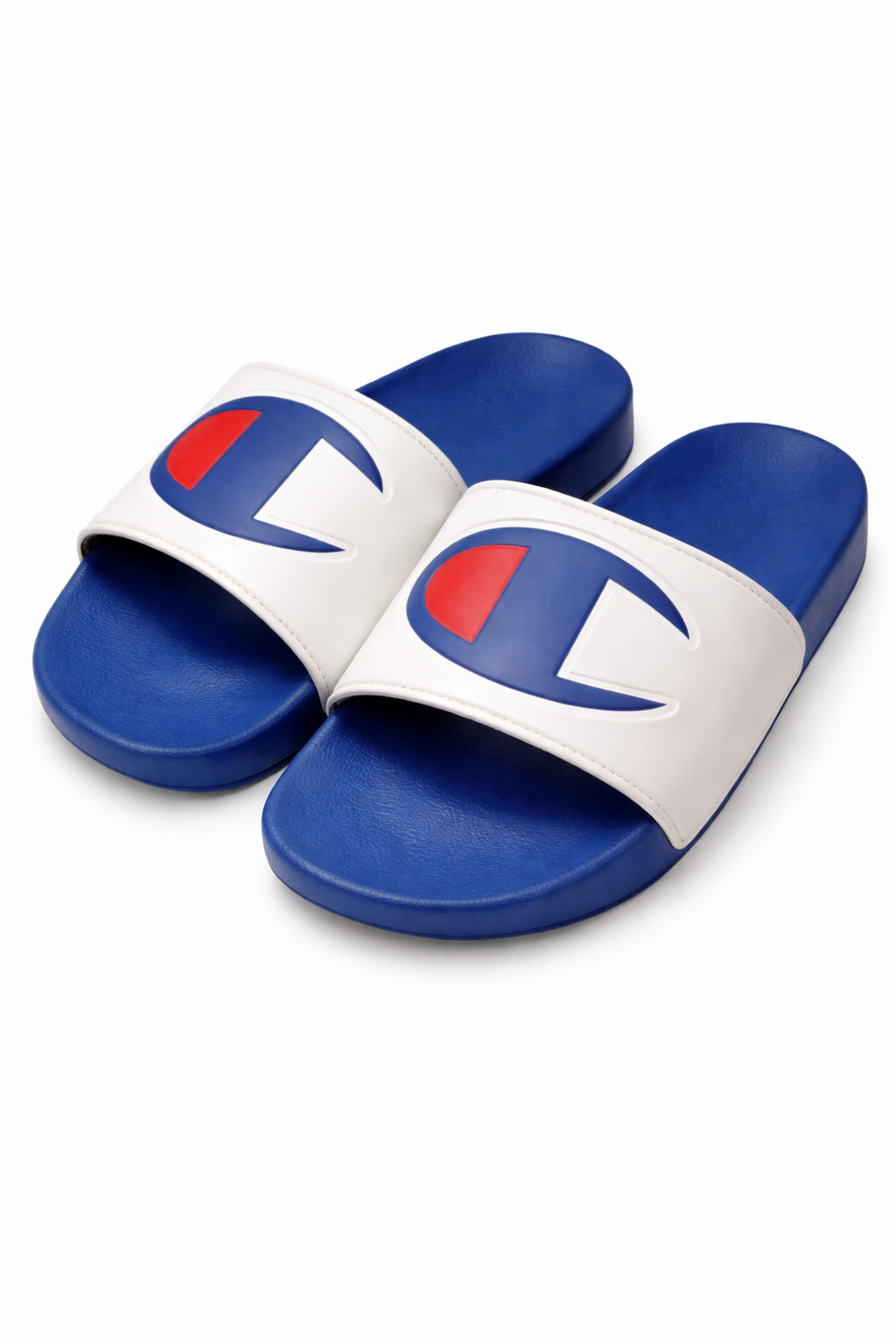 Blue and white slides with a logo on a white background