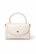 Ivory Mini Top Handle Bag – Heart Detail Structured Purse