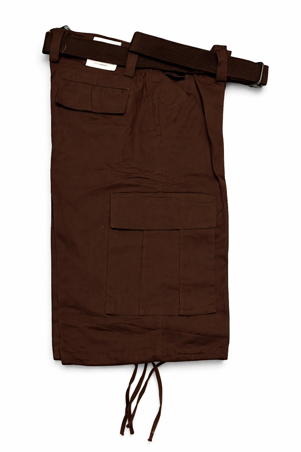 Brown cargo skirt with belt on a white background