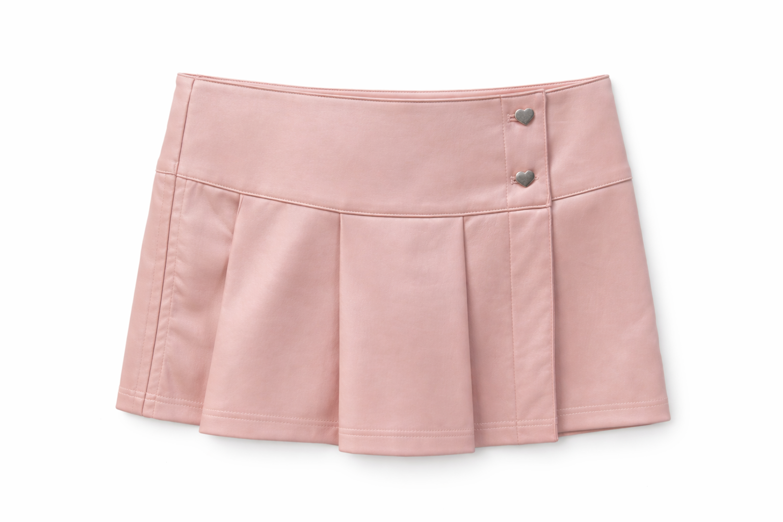 Pink skirt with buttons on a white background