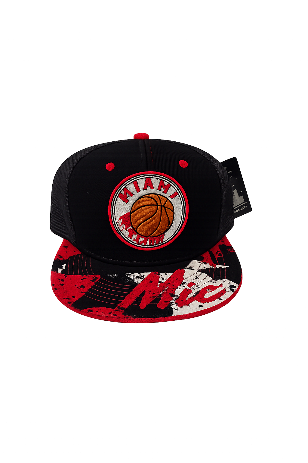 Miami Basketball Inspired Snapback Hat – Black & Red Flat Brim Streetwear Cap