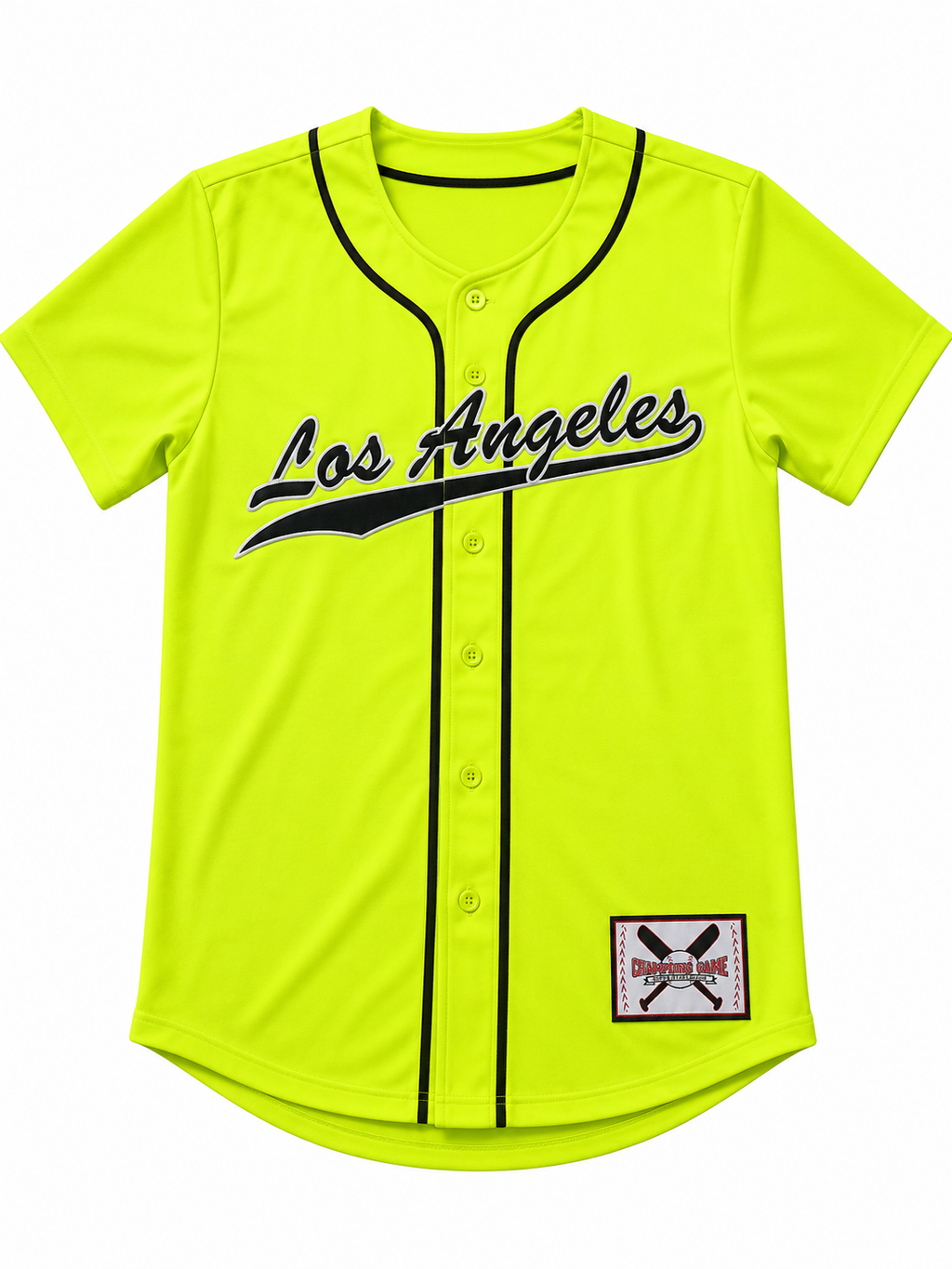 Los Angeles Neon Yellow Baseball Jersey – Button-Up Athletic Sports Shirt