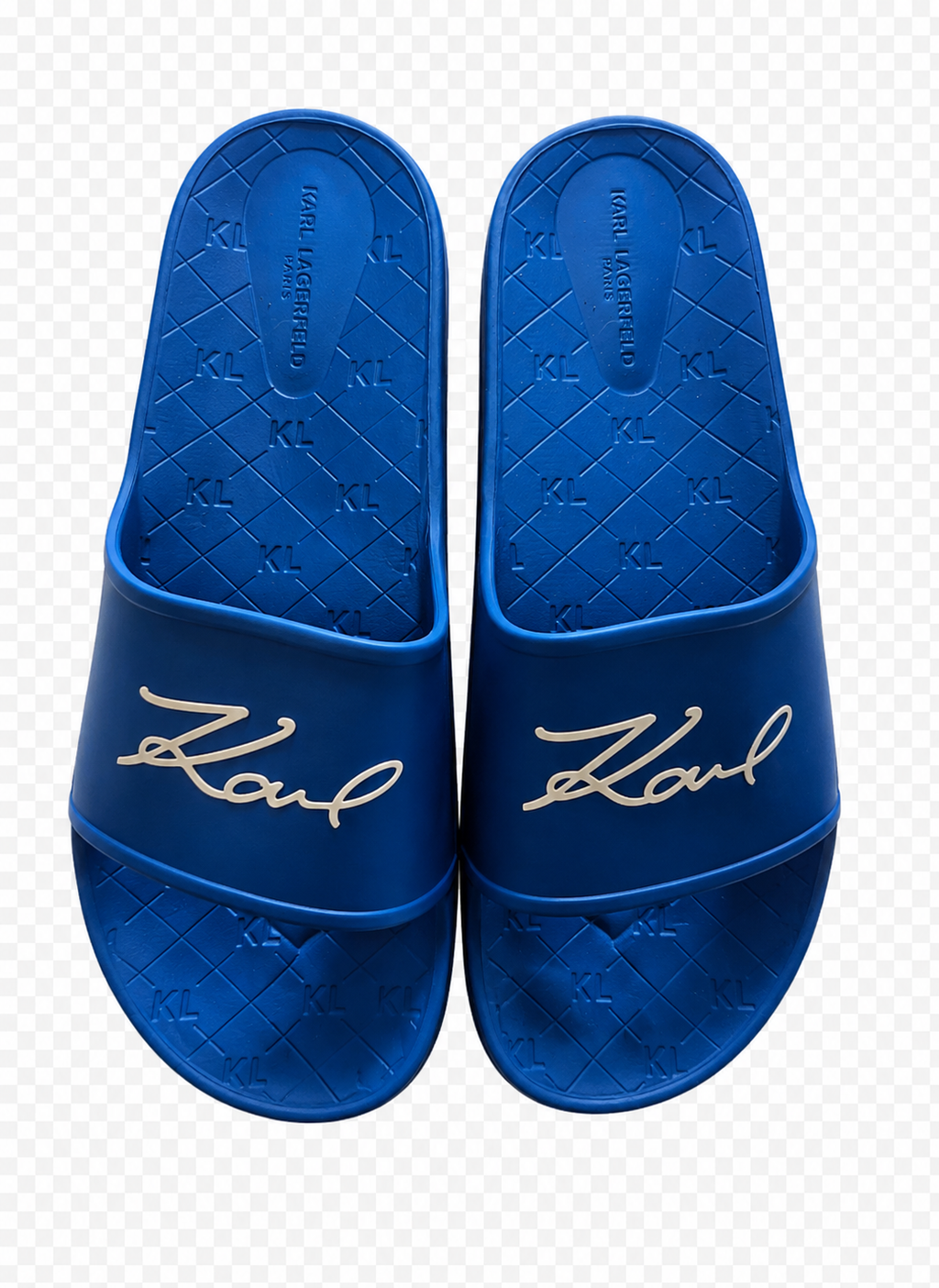 Karl Lagerfeld Paris Blue Signature Slide Sandals – Royal Blue Comfort Slides