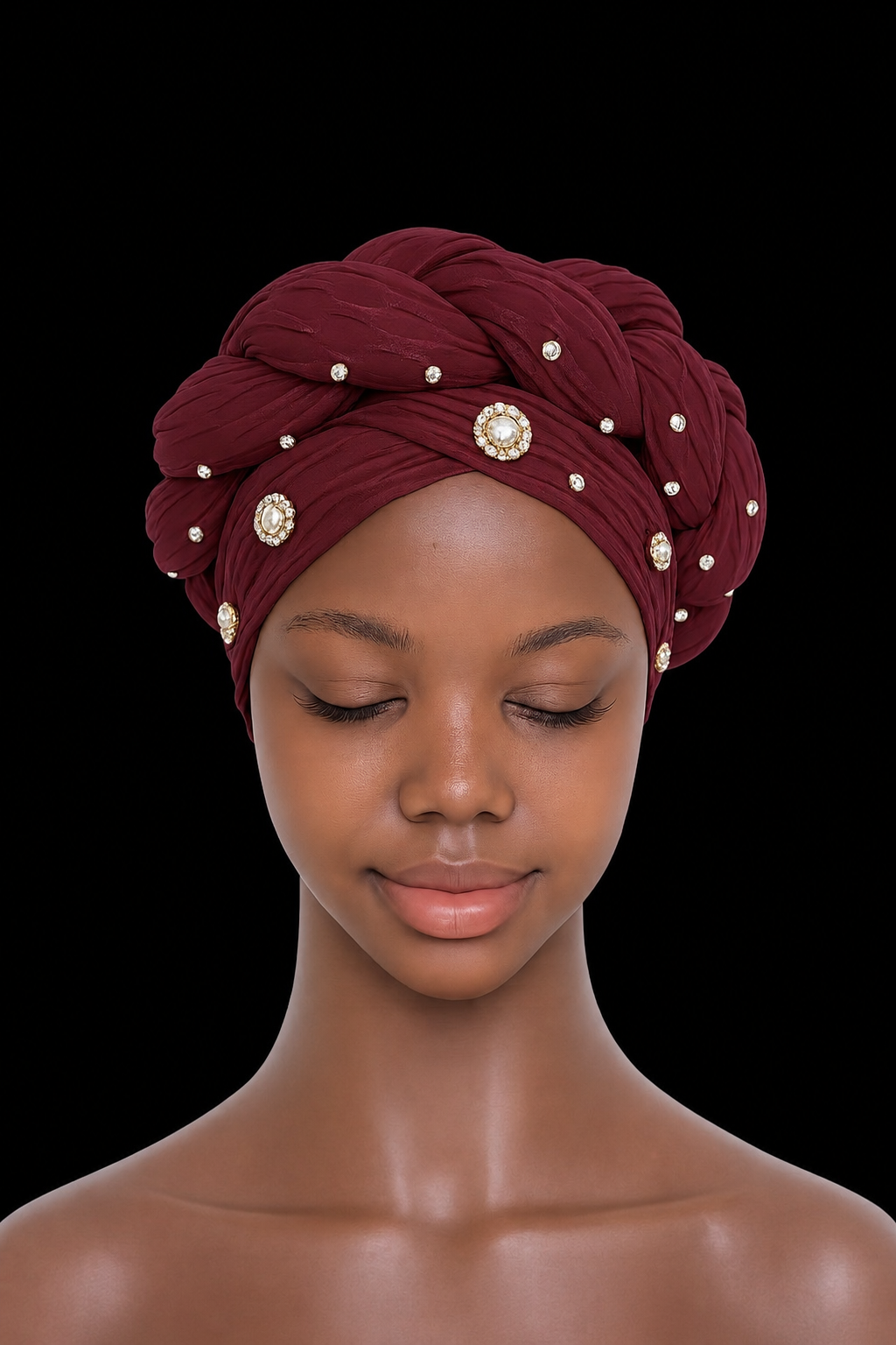 Luxury Braided Embellished Turban Headwrap for Women – Soft Stretch Pre-Tied Head Covering
