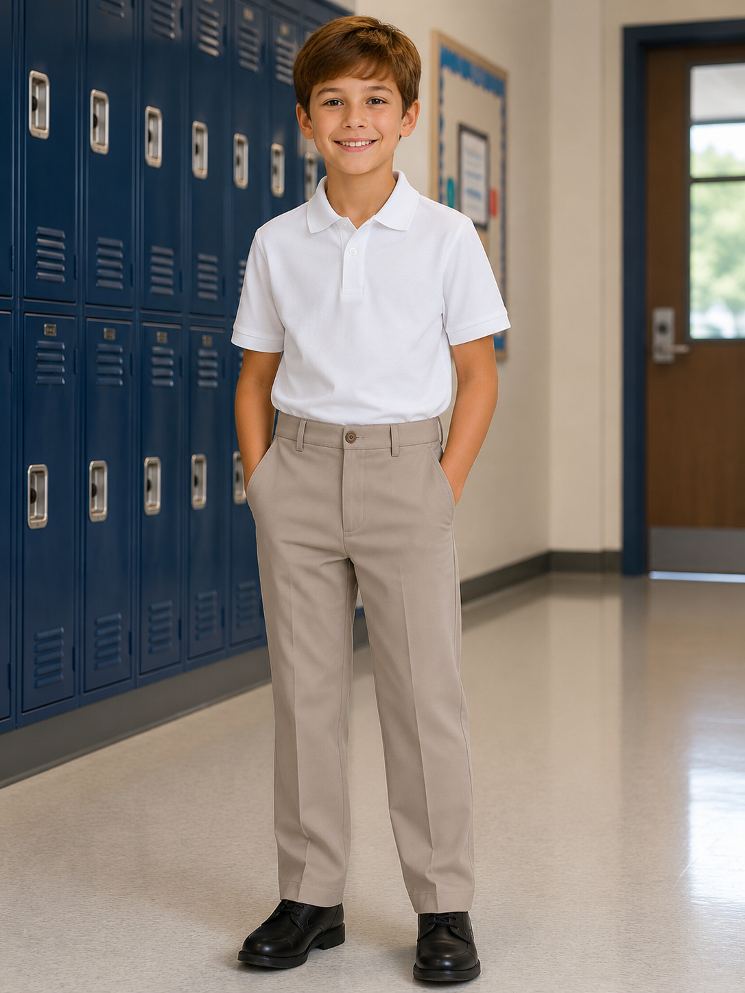Boys Premium Classic Khaki Dress Pants – Formal & School Uniform Trousers