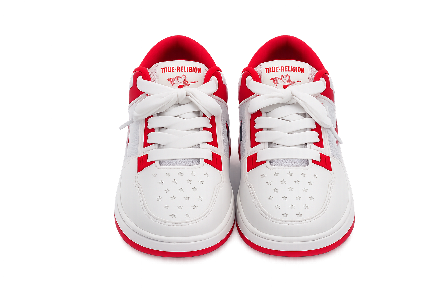 True Religion White & Red Low Top Sneakers – Men's Casual Lace-Up Fashion Shoes