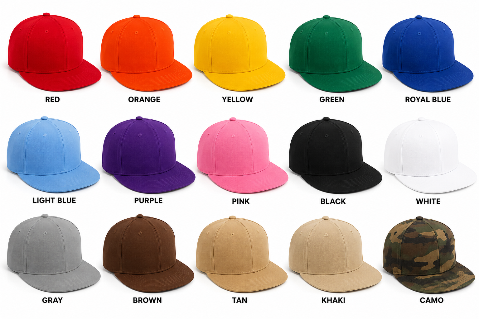 Premium Flat Brim Snapback Hat – Adjustable Classic Baseball Cap | Multiple Colors Available