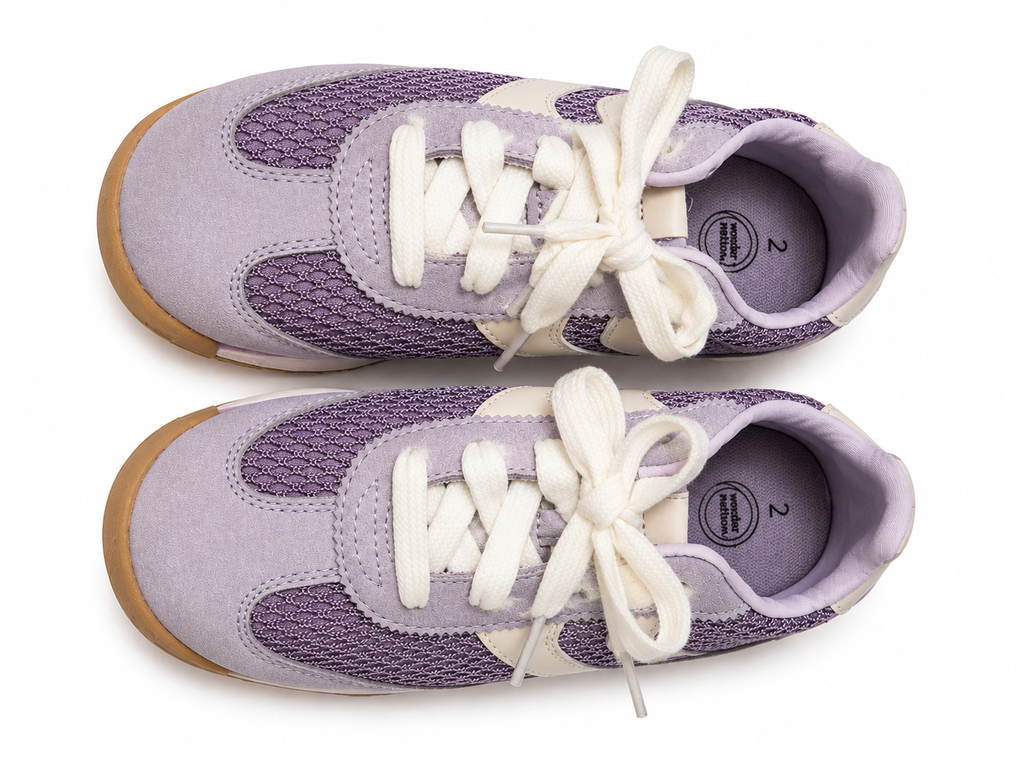 Children's Lavender Retro Runner Sneakers – Lightweight Lace-Up Casual Shoes
