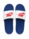 Nike Benassi Blue & White Slide Sandals – Cushioned Comfort Slides