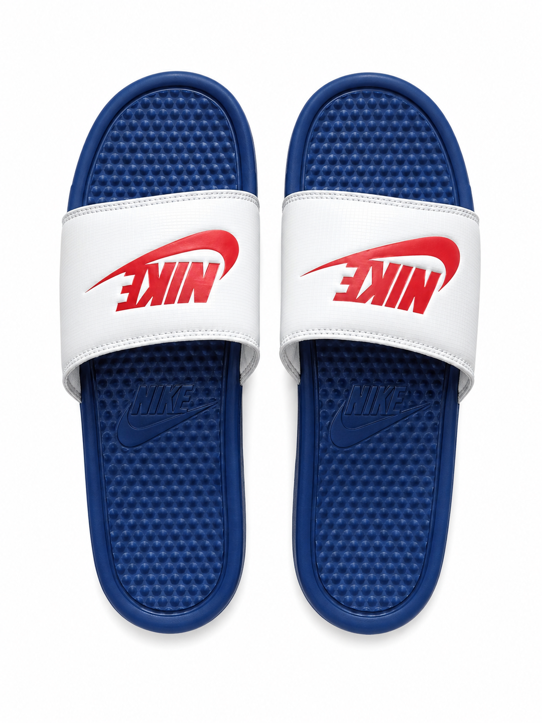 Nike Benassi Blue & White Slide Sandals – Cushioned Comfort Slides