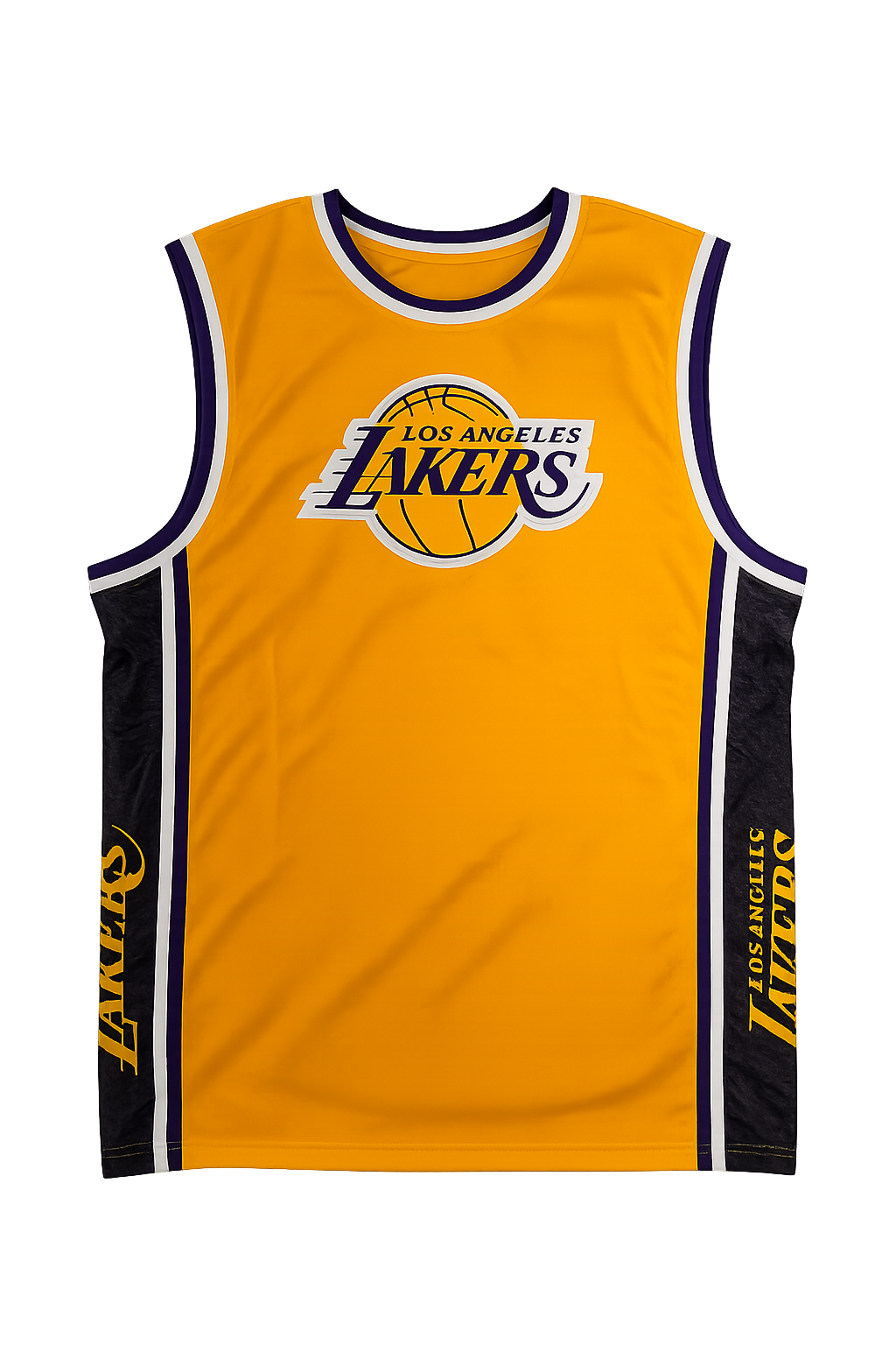 Los Angeles Lakers Gold Sleeveless Basketball Jersey Tank Top with Side Panel Detail