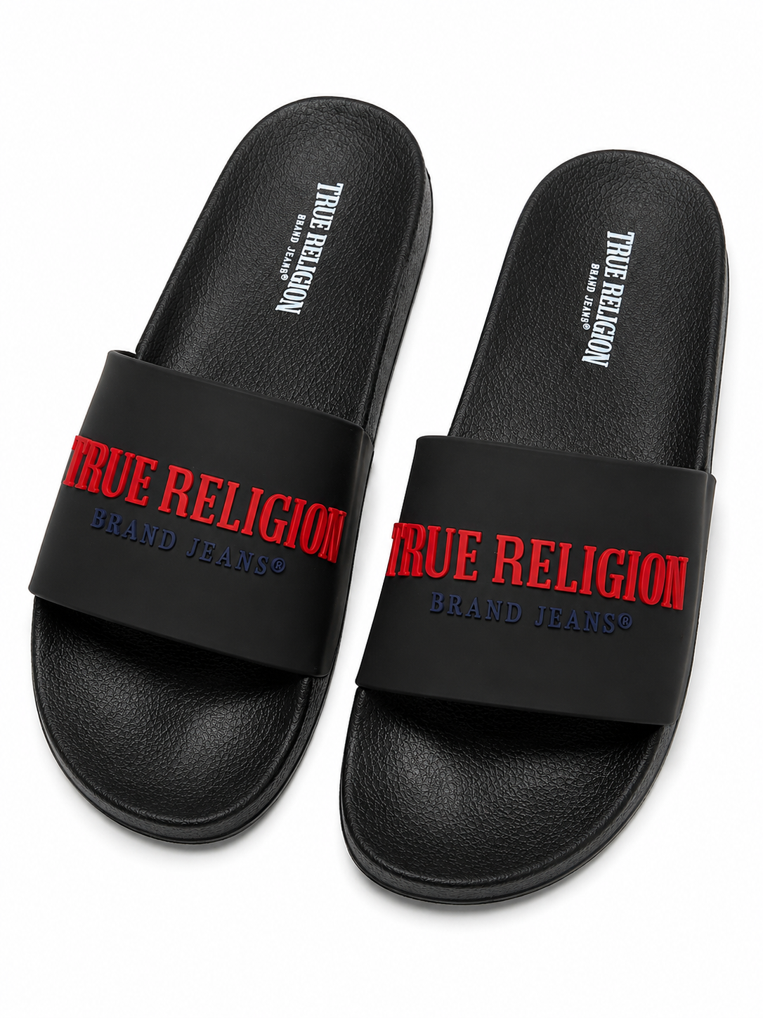 True Religion Men's Logo Slide Sandals – Cushioned Slip-On Slides