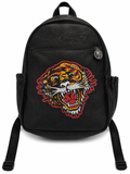 Ed Hardy Roaring Tiger Graphic Backpack – Black Faux Leather Tattoo Art School & Travel Bag
