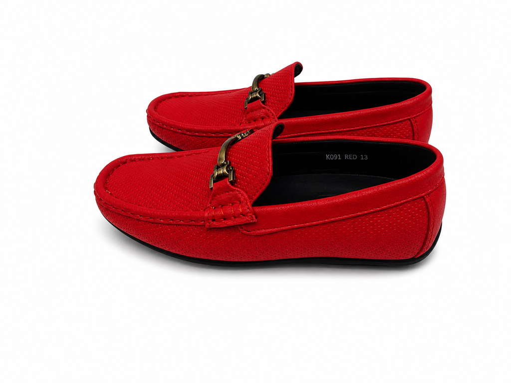 Kids Luxury Loafers – Textured Leather Driving Shoes