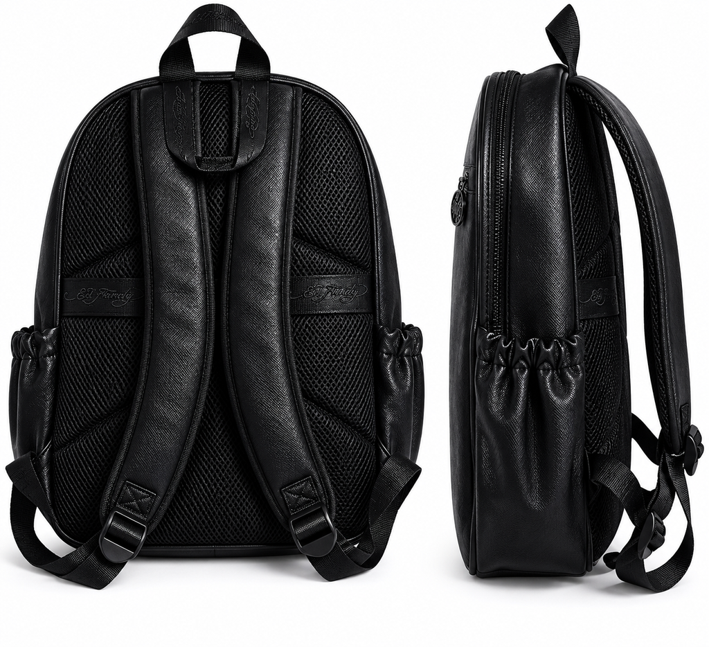 Ed Hardy Roaring Tiger Graphic Backpack – Black Faux Leather Tattoo Art School & Travel Bag