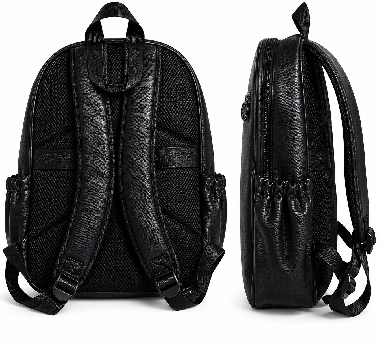 Ed Hardy Roaring Tiger Graphic Backpack – Black Faux Leather Tattoo Art School & Travel Bag