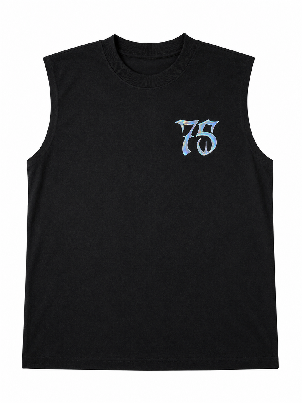 Sinner 75 Graphic Sleeveless Tank Top – Black Reflective Streetwear Muscle Tee
