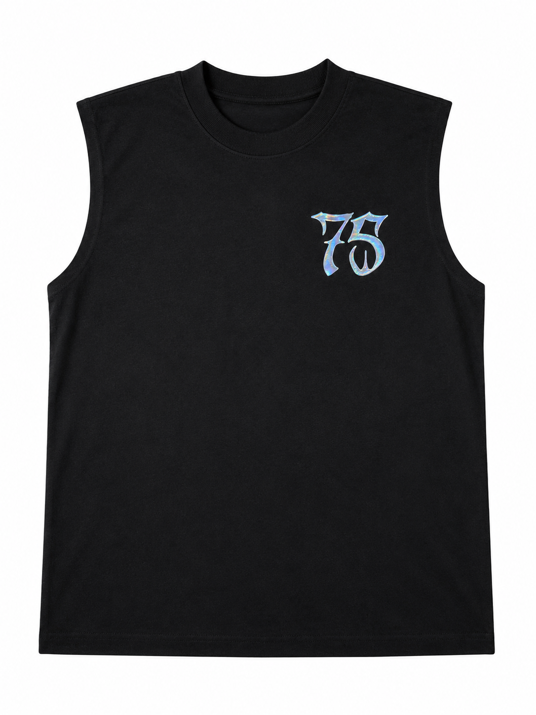 Sinner 75 Graphic Sleeveless Tank Top – Black Reflective Streetwear Muscle Tee