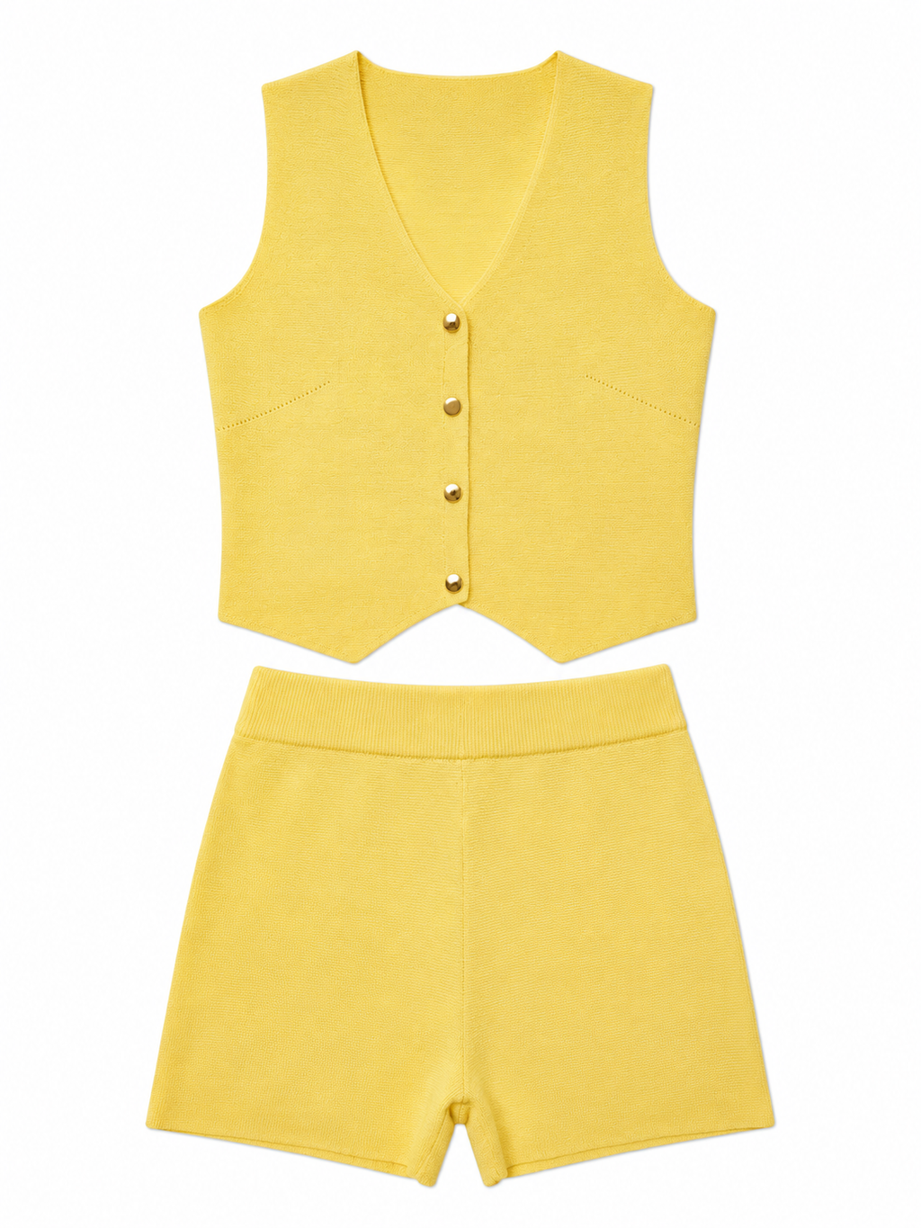 Sunny Days Knit Vest & Shorts Two-Piece Set – Yellow Lounge Co-Ord