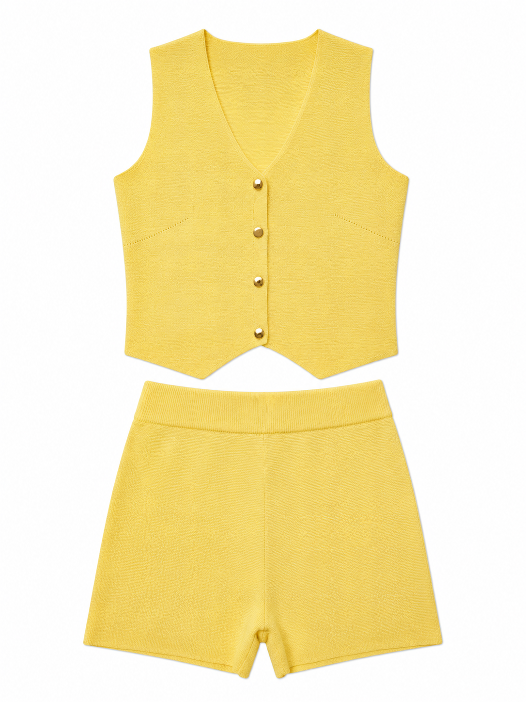 Sunny Days Knit Vest & Shorts Two-Piece Set – Yellow Lounge Co-Ord