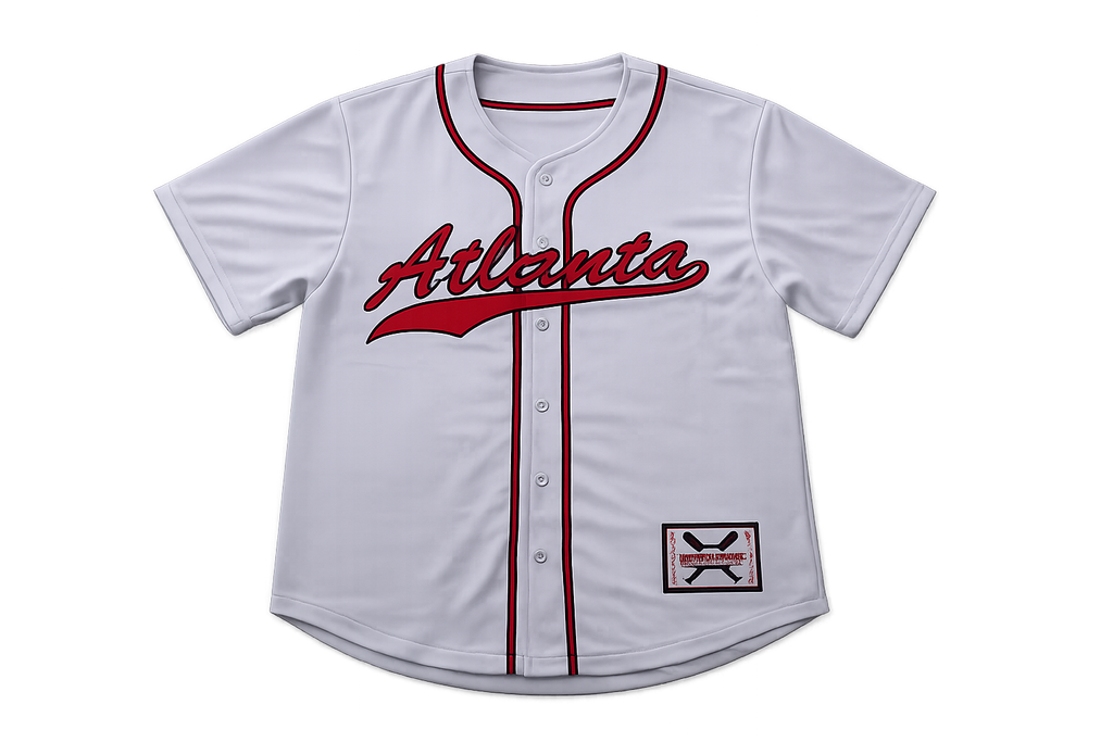 Atlanta Baseball Jersey – Red Button-Up Athletic Jersey | Men’s Sports Tee