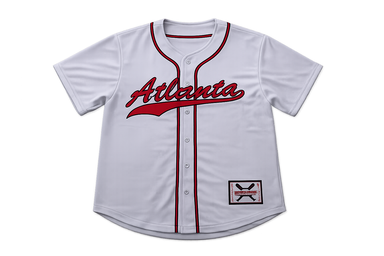 Atlanta Baseball Jersey – Red Button-Up Athletic Jersey | Men’s Sports Tee