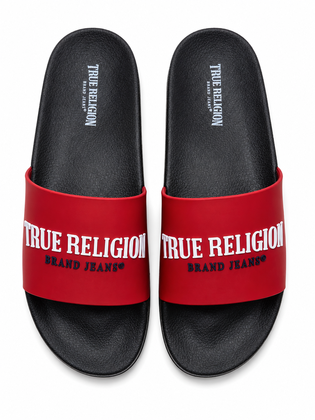 True Religion Men's Logo Slide Sandals – Cushioned Slip-On Slides