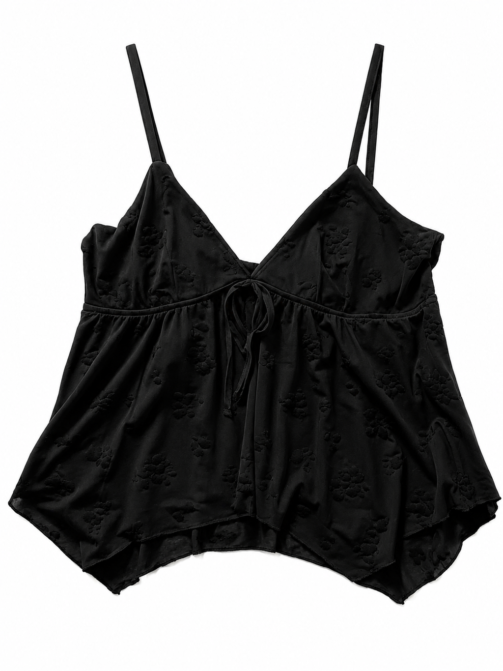 Women's Floral Textured Babydoll Cami Top – Adjustable Strap Flowy Tank Top