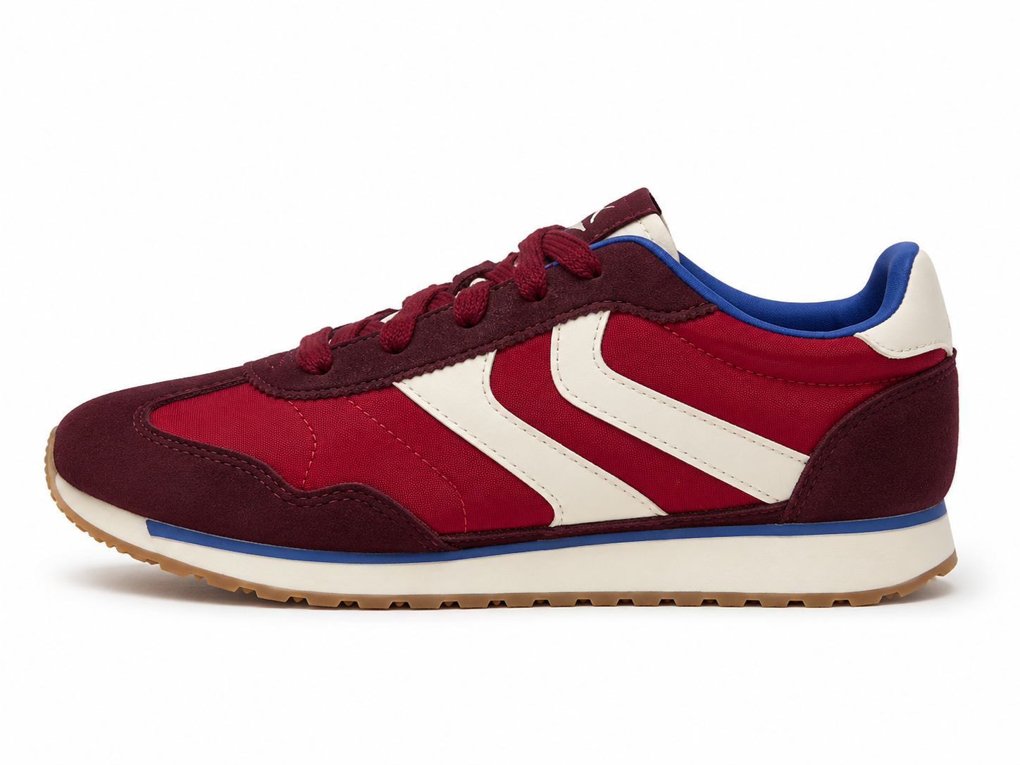 Children's Retro Runner Sneakers – Burgundy, Red & Blue Memory Foam Athletic Shoes