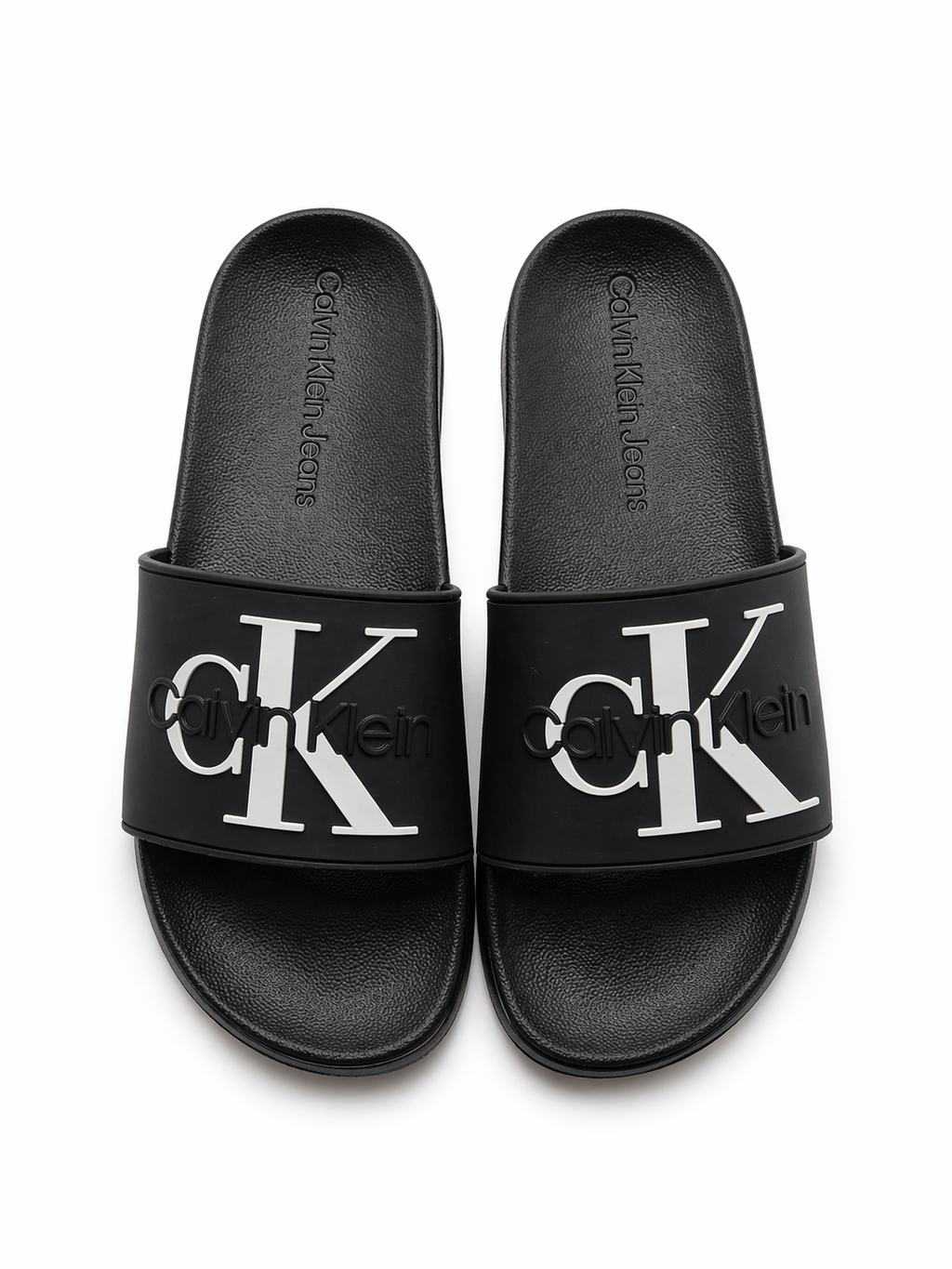 Calvin Klein CK Logo Slide Sandals Black Comfortable Slip-On Slides