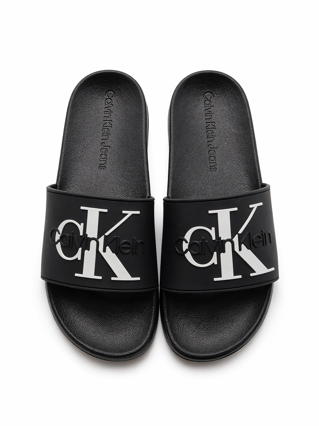 Calvin Klein CK Logo Slide Sandals Black Comfortable Slip-On Slides