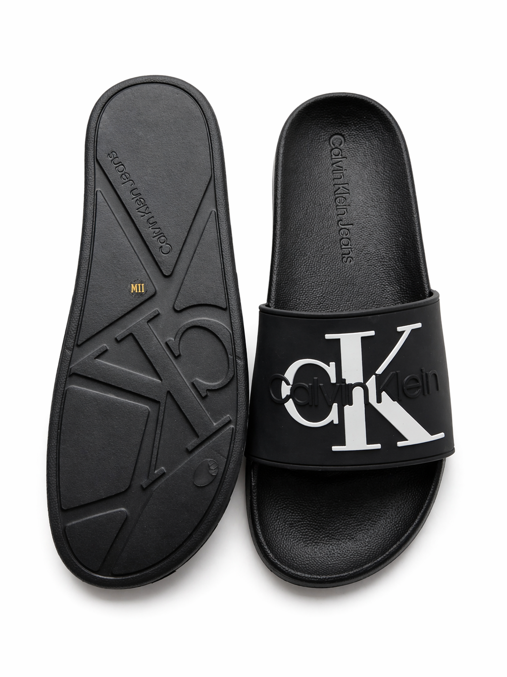 Calvin Klein CK Logo Slide Sandals Black Comfortable Slip-On Slides
