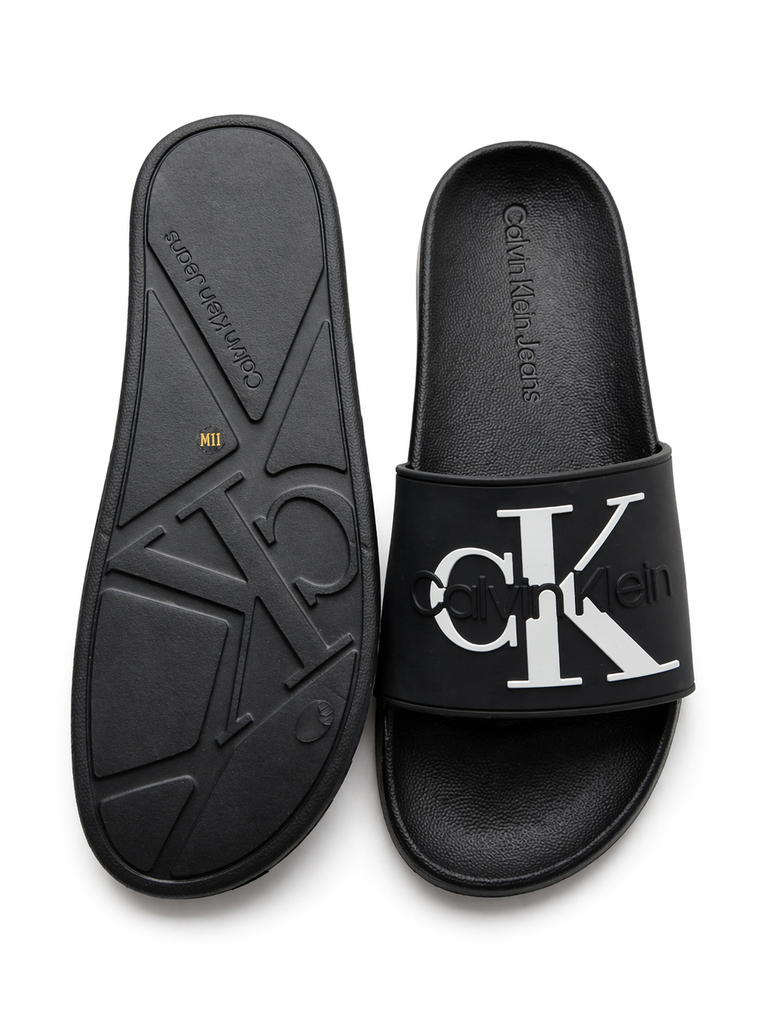Calvin Klein CK Logo Slide Sandals Black Comfortable Slip-On Slides