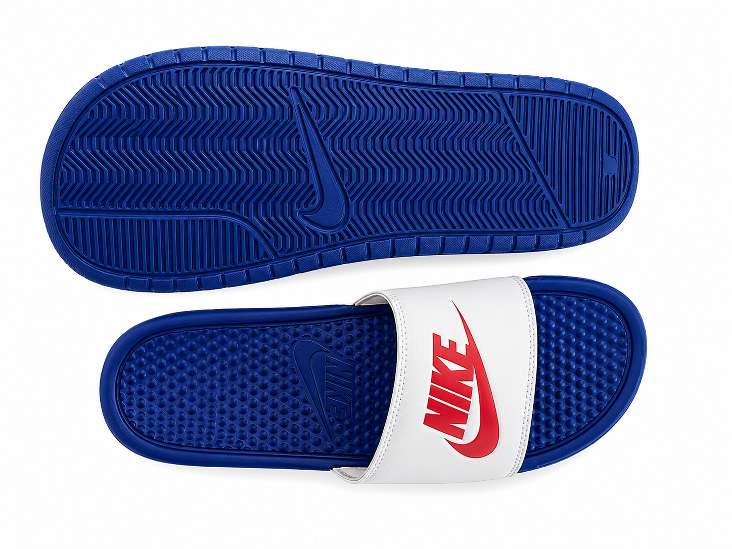 Nike Benassi Blue & White Slide Sandals – Cushioned Comfort Slides