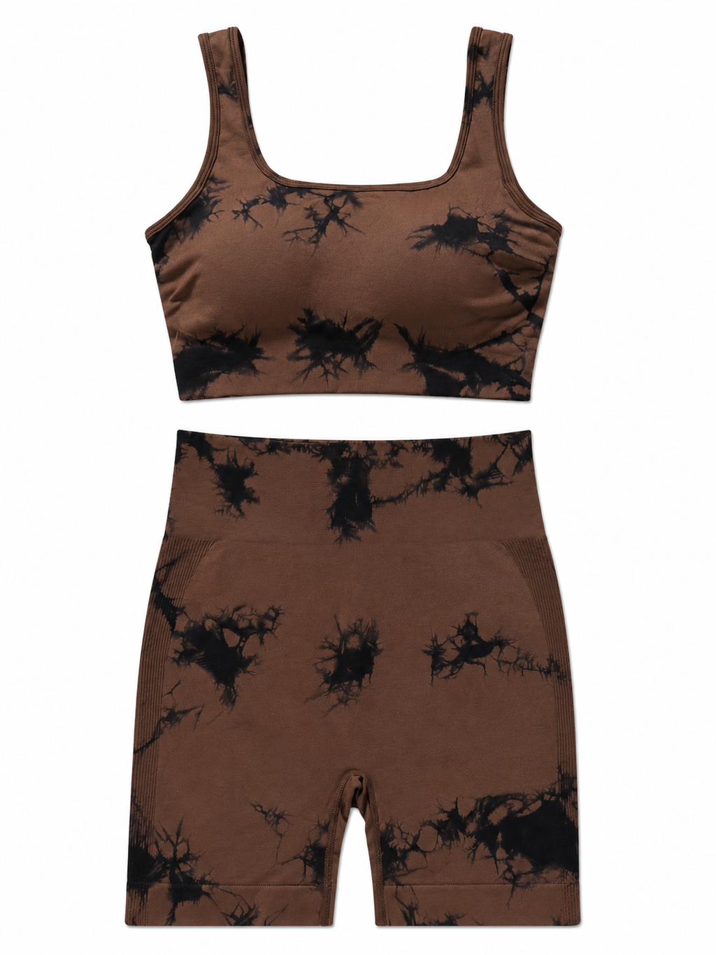 Sunburst Tie-Dye Activewear Set – Women's Scrunch Biker Shorts & Crop Top Co-Ord
