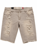 Men's Distressed Denim Shorts – Frayed Hem Stretch Jean Shorts (Stone Wash)