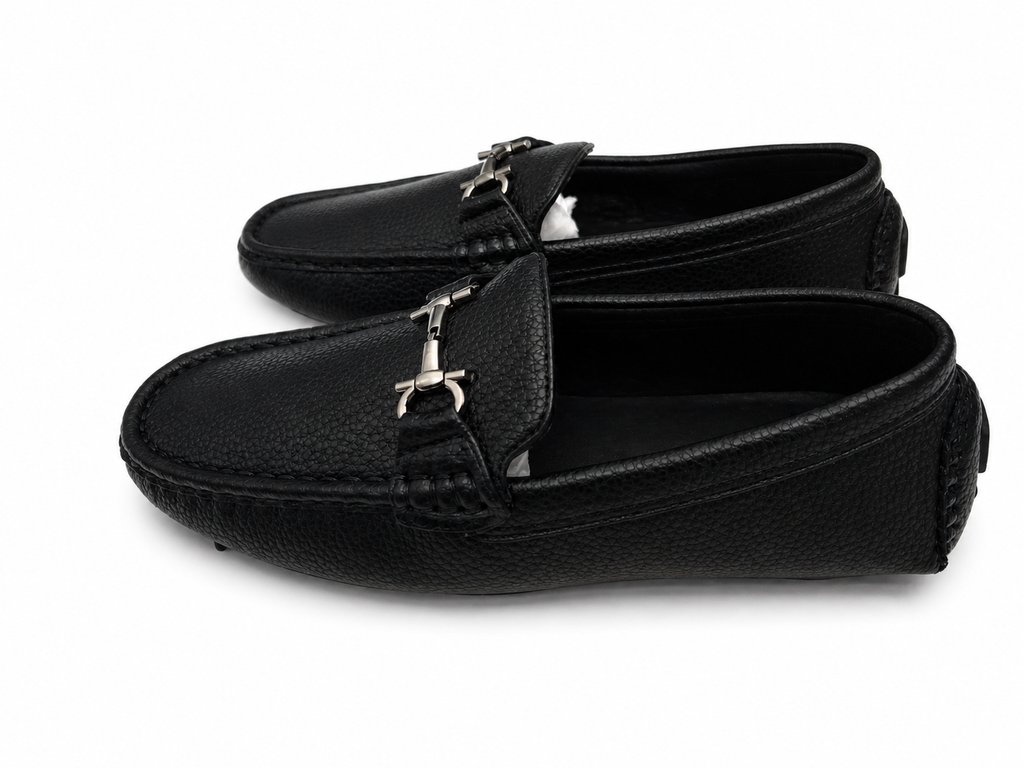 Kids Luxury Loafers – Textured Leather Driving Shoes