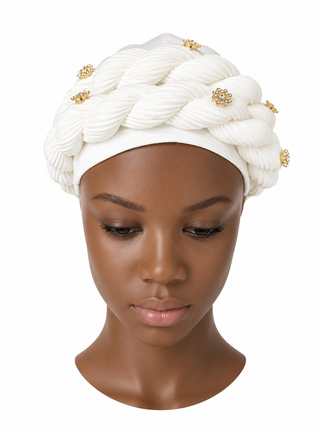 Luxury Braided Embellished Turban Headwrap for Women – Soft Stretch Pre-Tied Head Covering