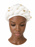 Luxury Braided Embellished Turban Headwrap for Women – Soft Stretch Pre-Tied Head Covering