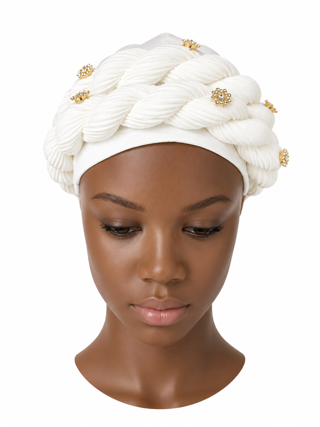 Luxury Braided Embellished Turban Headwrap for Women – Soft Stretch Pre-Tied Head Covering